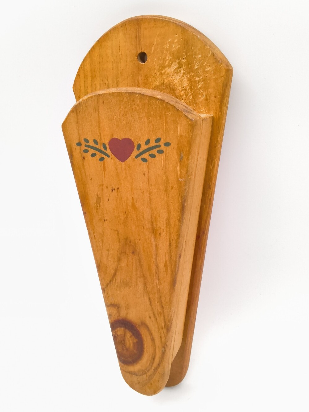 Vintage Wood Wall Hanging Scissors Holder Pocket - White Feathers Country Store